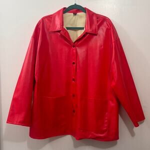 Big red jacket shiny reflective
